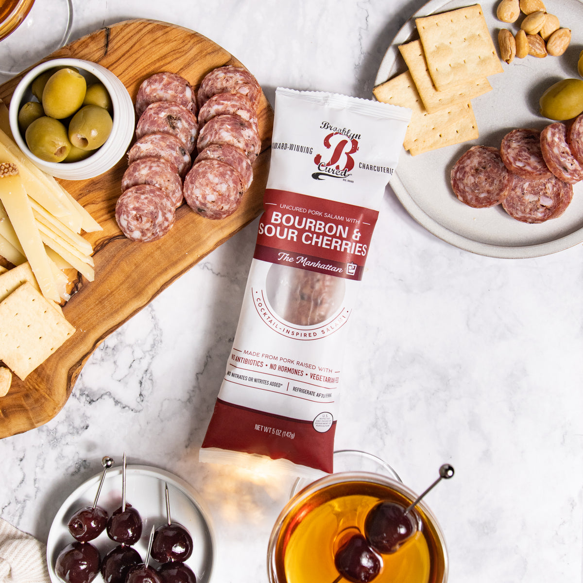 Salami Gift Box, Gift Set, Charcuterie Board, Cocktail Bar, Bourbon, from Brooklyn, Charcuterie, High Protein Snack, Salami, Cheese Pairing, Cocktail-Inspired Salami