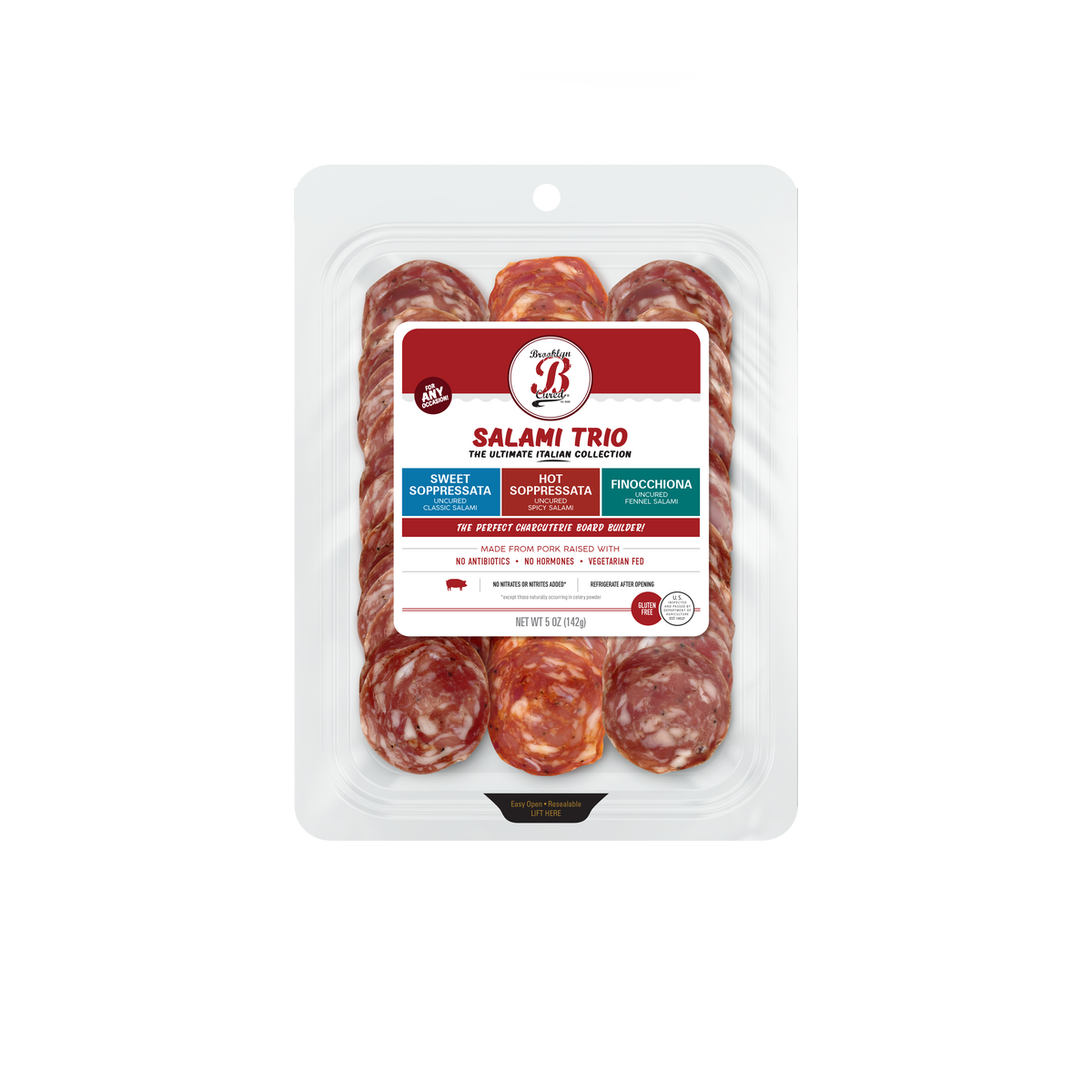 Authentic Italian Meats, Charcuterie, High Protein Snack, New York City Italian, Salami, Cheese Pairing, Fennel Salami, Soppressata, Sweet Soppressata, Hot Soppressata, Variety Pack, Party Pack