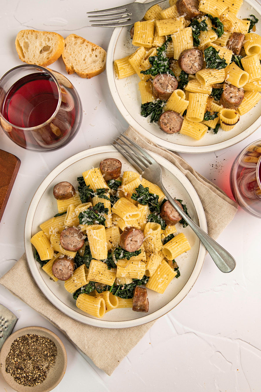 Pasta with Black Truffle Sausage and Kale