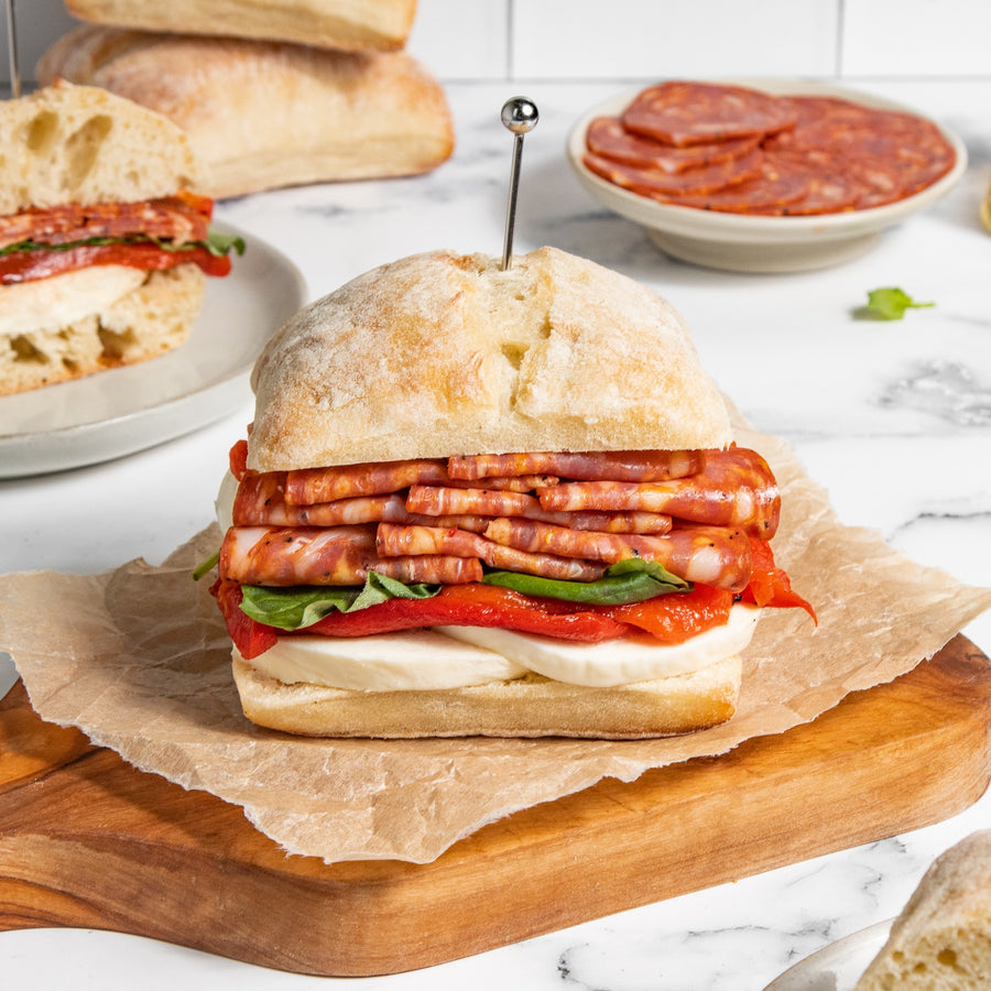 Hot Soppressata and Mozzarella Sandwich