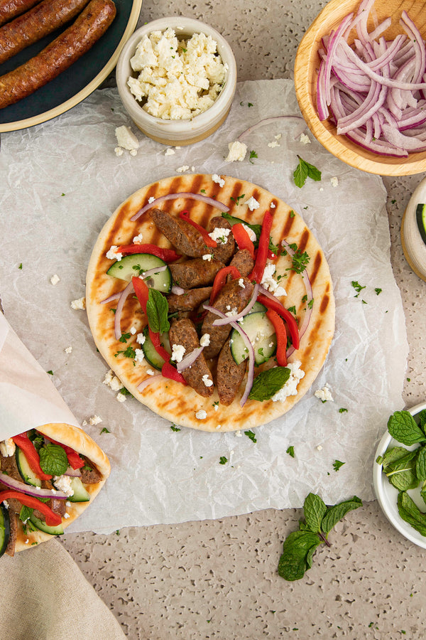 Lamb Merguez Pita with Feta and Mint