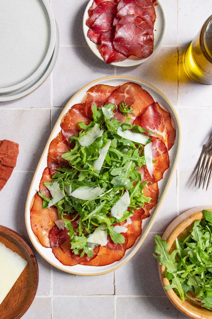 Beef Proscuitto, Beef Salami, Pork Free Charcuterie, Spicy, High Protein Snack, New York City Deli, Salami, Cheese Pairing, Calabrian Chili, Presliced Salami, Deli Meat, Award Winning, Arugula