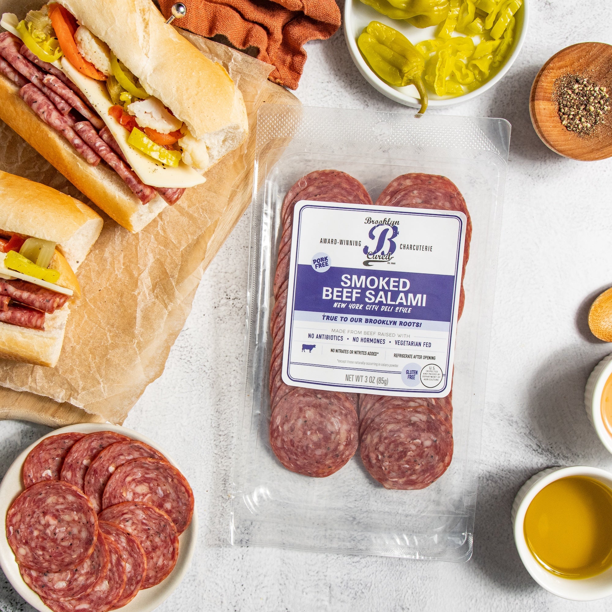 Smoked Beef Salami, Presliced – Brooklyn Cured